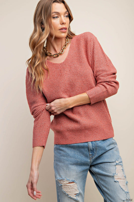 FINAL SALE Relaxed Fit Metallic Ribbed Sweater