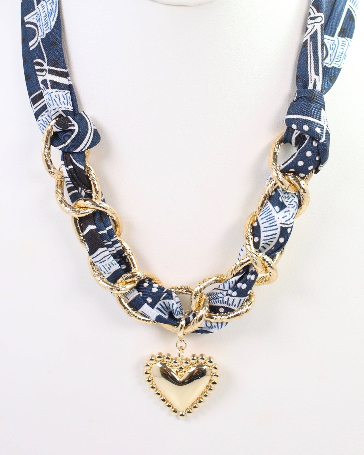 Santee Scarf Charm Necklace- Navy/Green