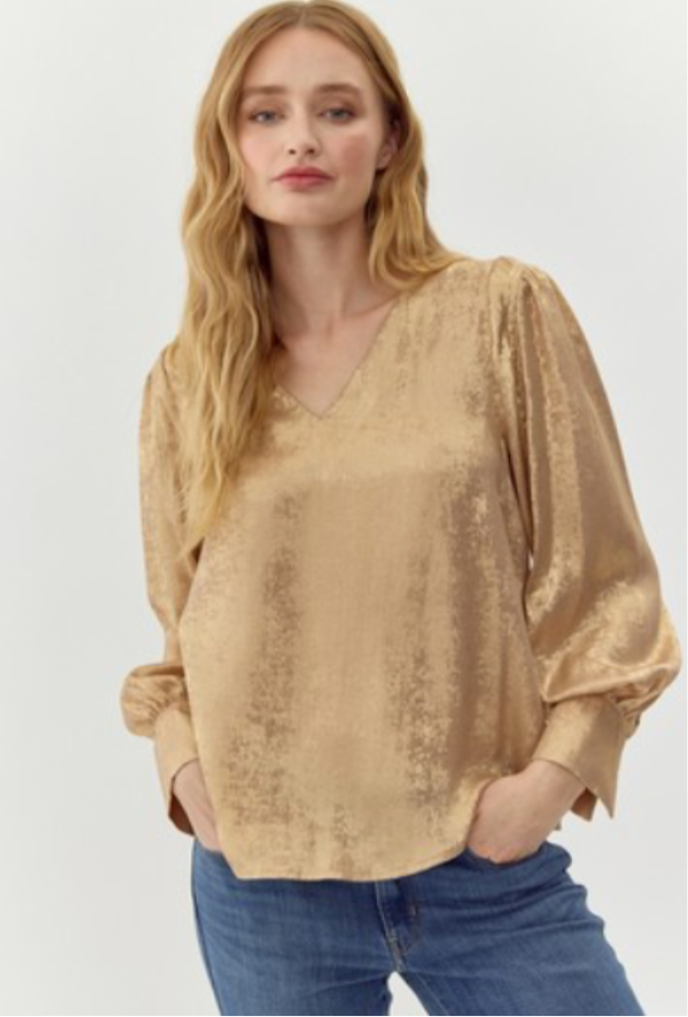 Gold Puff Sleeved Top