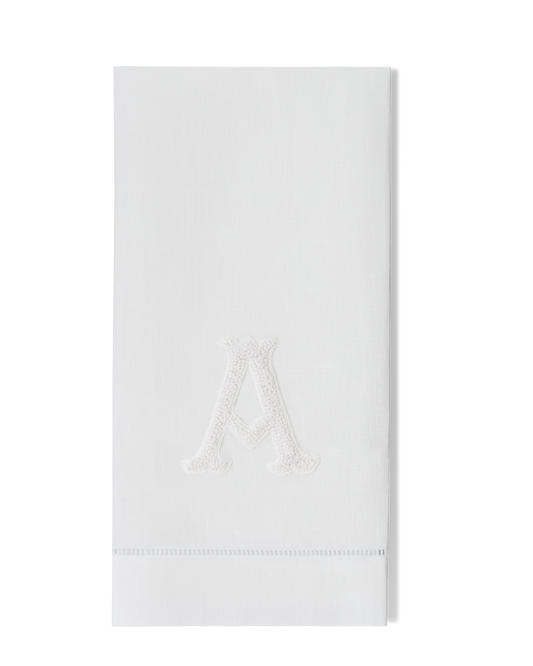 Nouveau Monogram Tea Towel | White on White (A-Z)