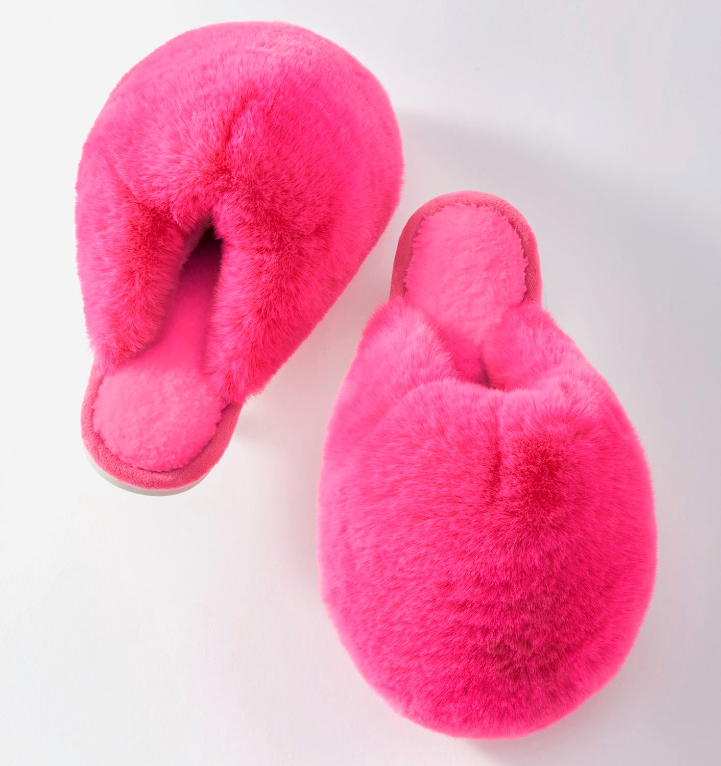 Faux Fur Bubble Slippers - Pink