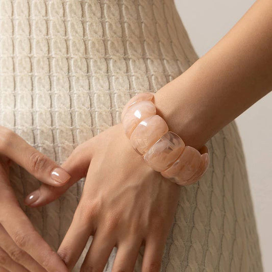 Acrylic Stretch Cord Bracelet- Pink