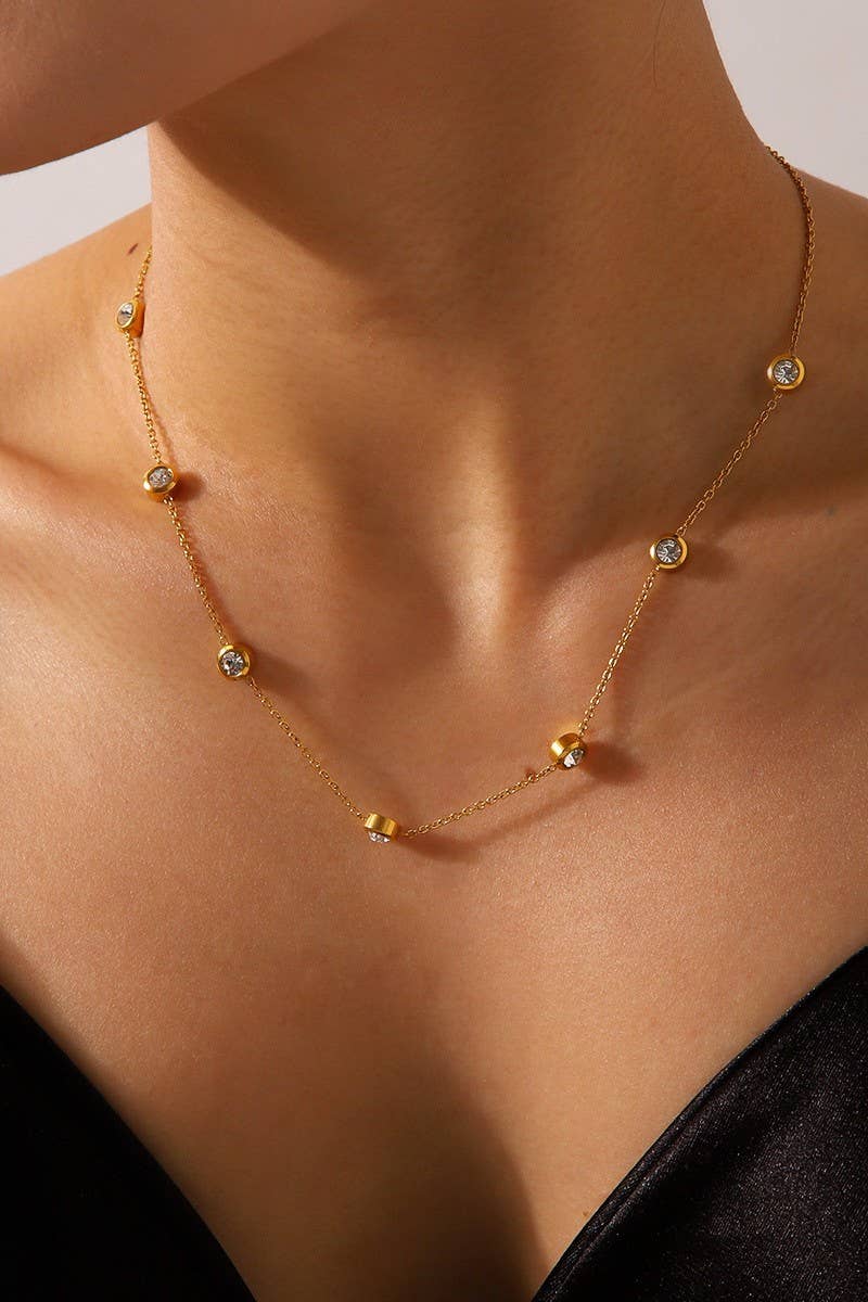 Kim Rhinestone Station Necklace