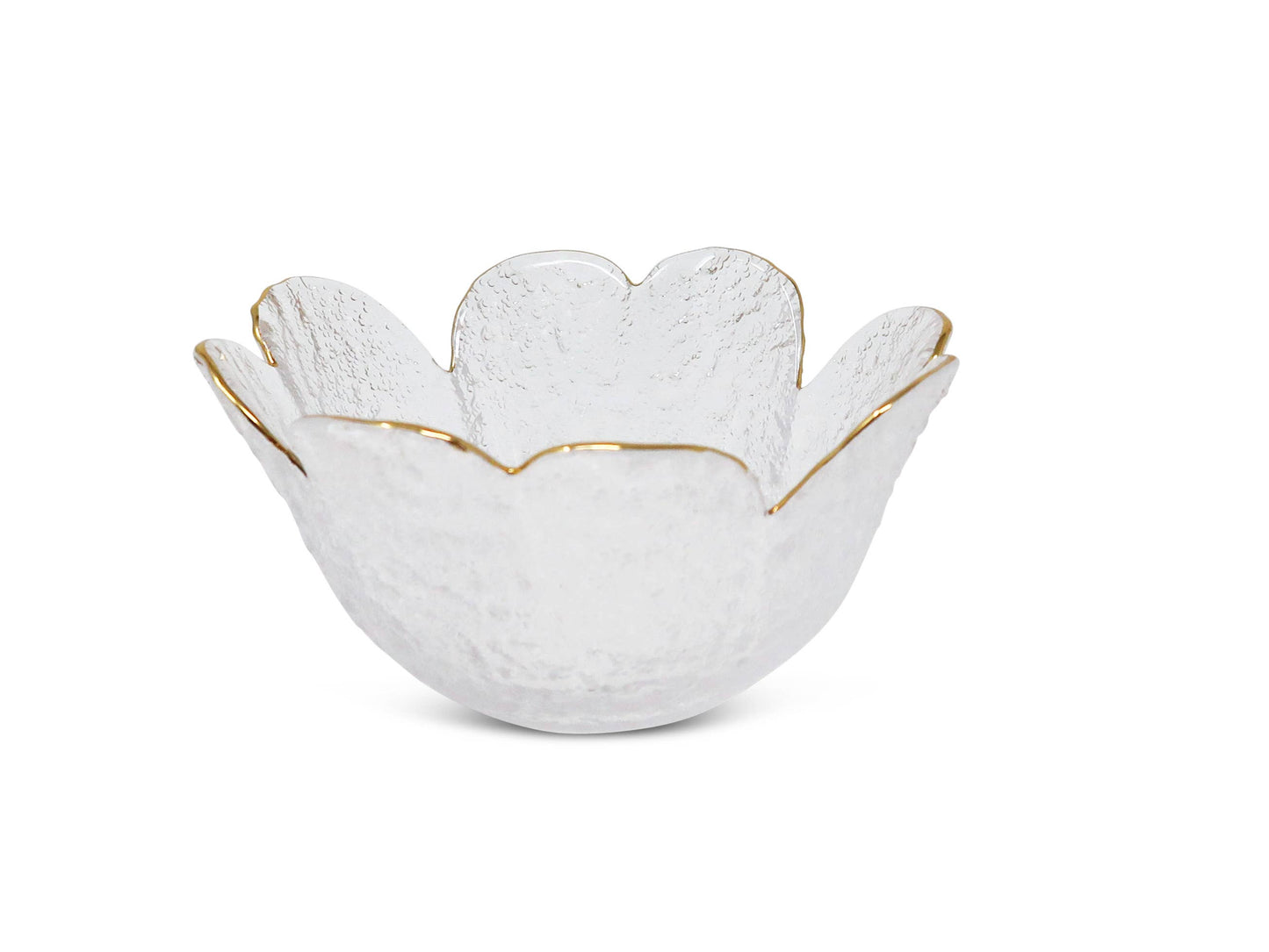 Flower Shaped Bowl with Gold Rim: Medium