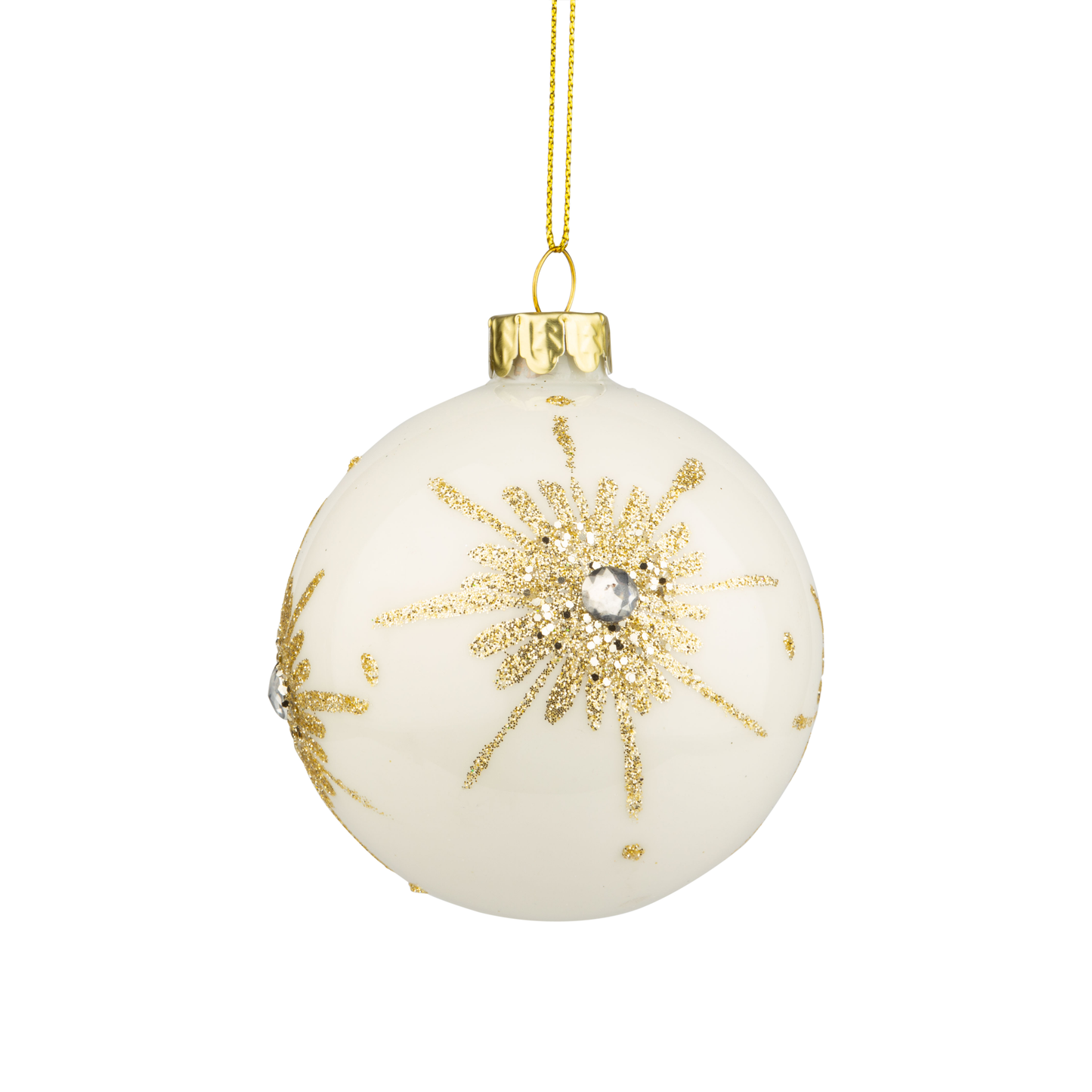 White Jeweled Starburst Glass Ornament