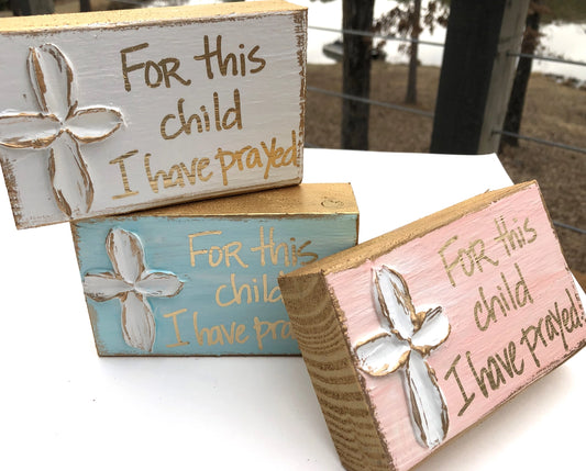"For This Child" Hand Painted Block