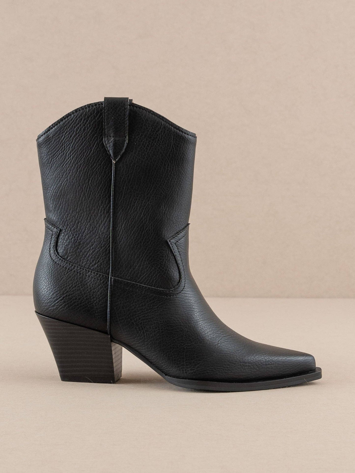 Ames Black Short Cowboy Bootie