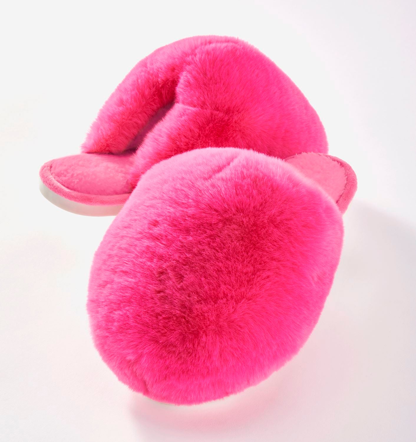 Faux Fur Bubble Slippers - Pink