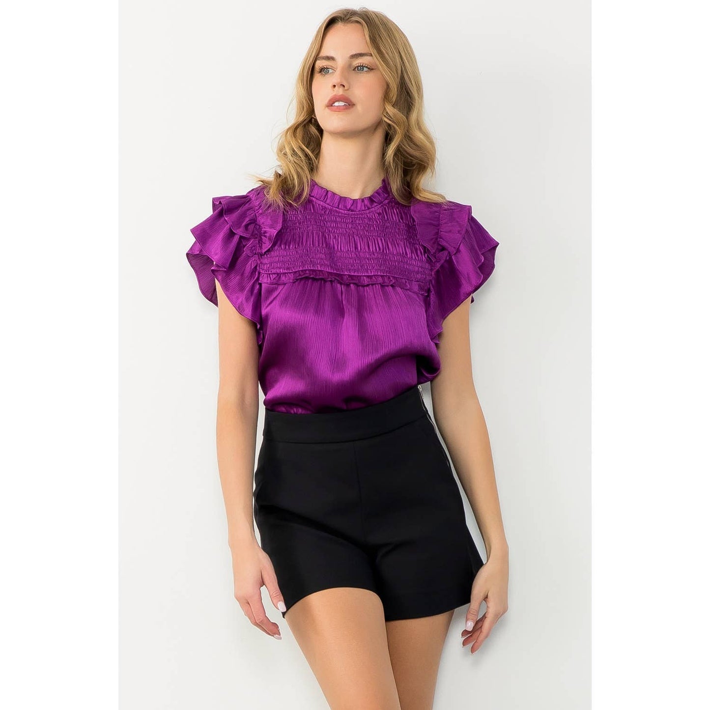 Flutter Sleeve Glimmer Top