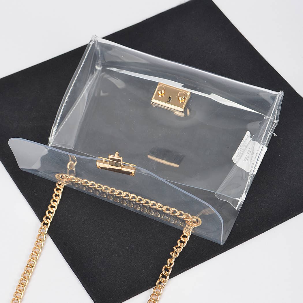 Transparent Chain Crossbody Bag:  Silver