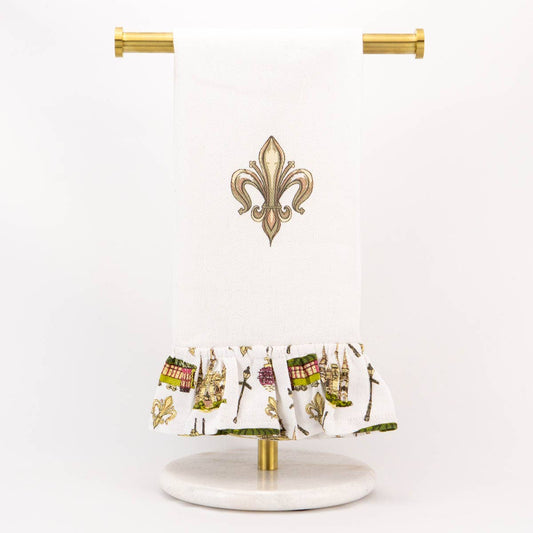 Fleur De Lis Ruffle Hand Towel