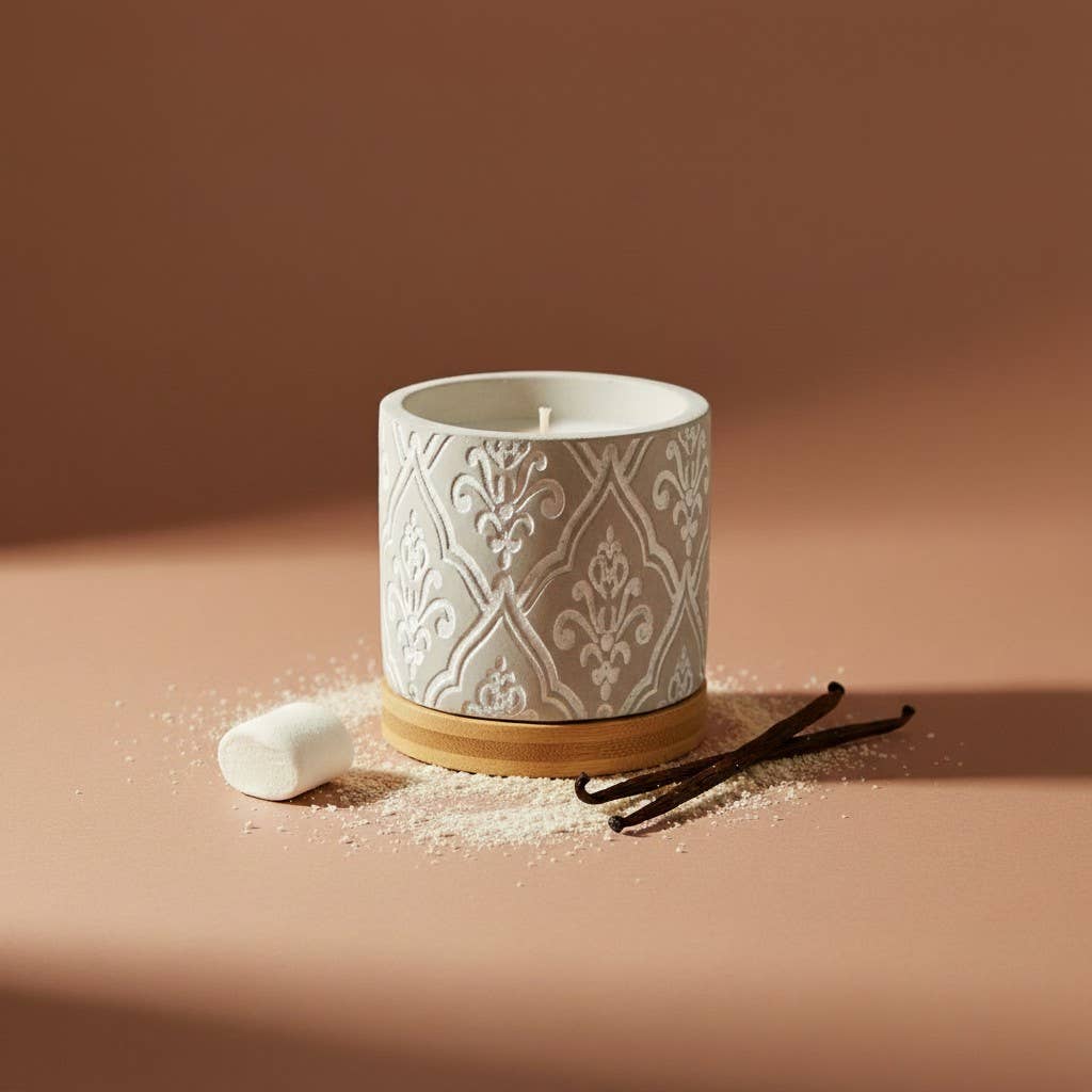 3 oz Damask Stone Candle: White Linen