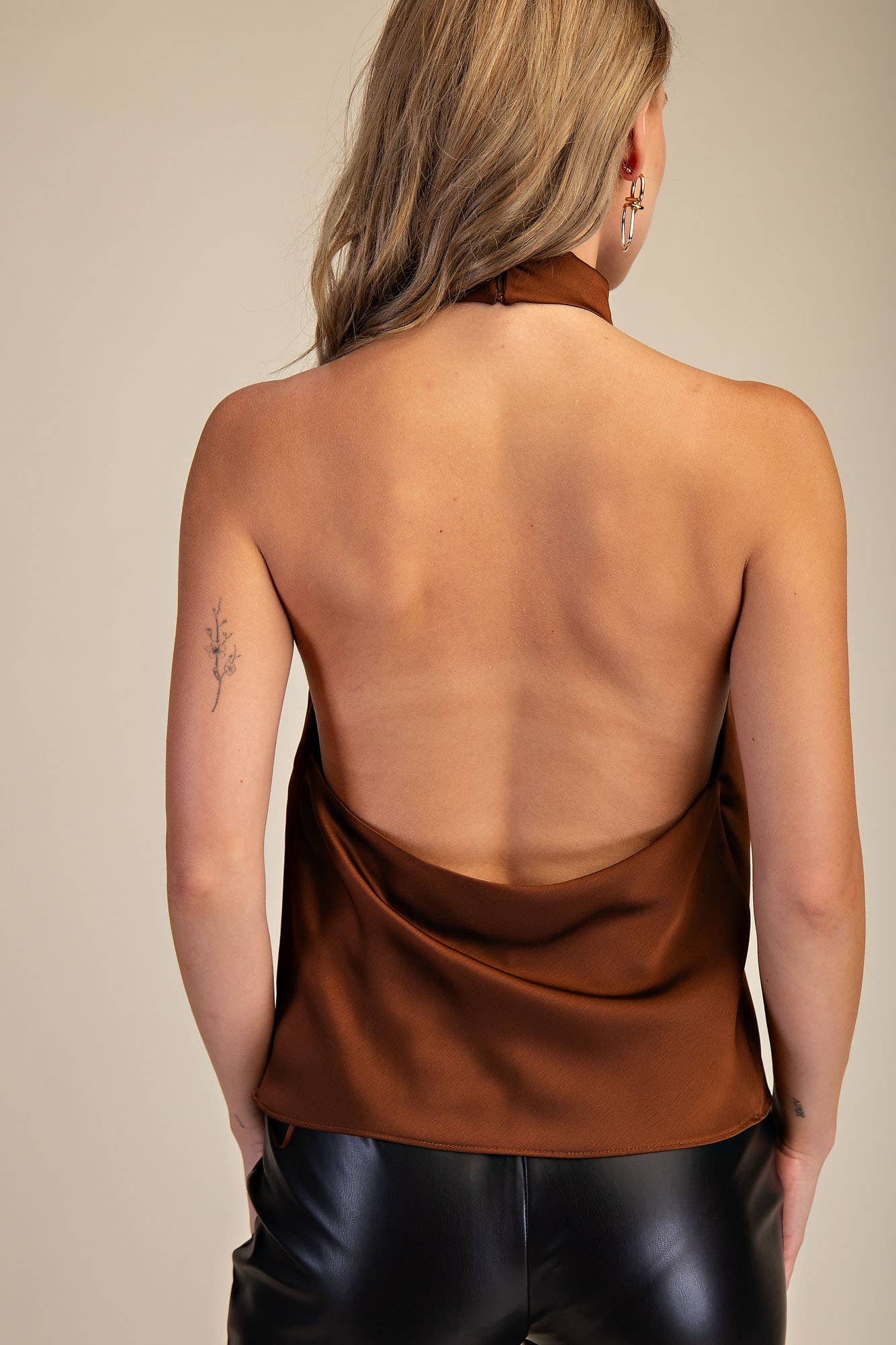 Halter/Cowl Neck Satin Top