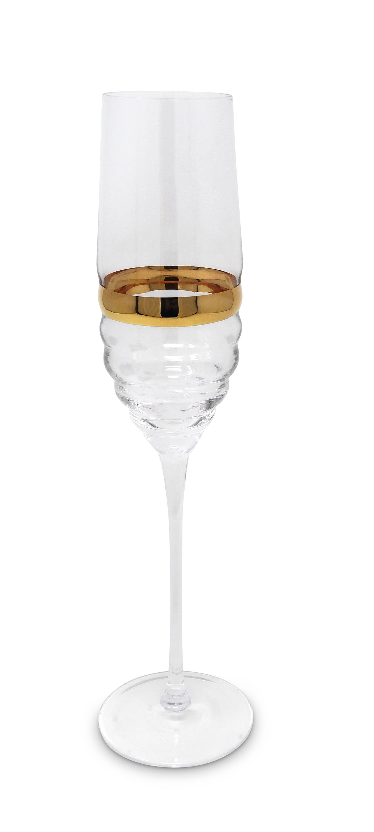 Set of 2 Glasses with Linear Design and Gold Stripe: Flute