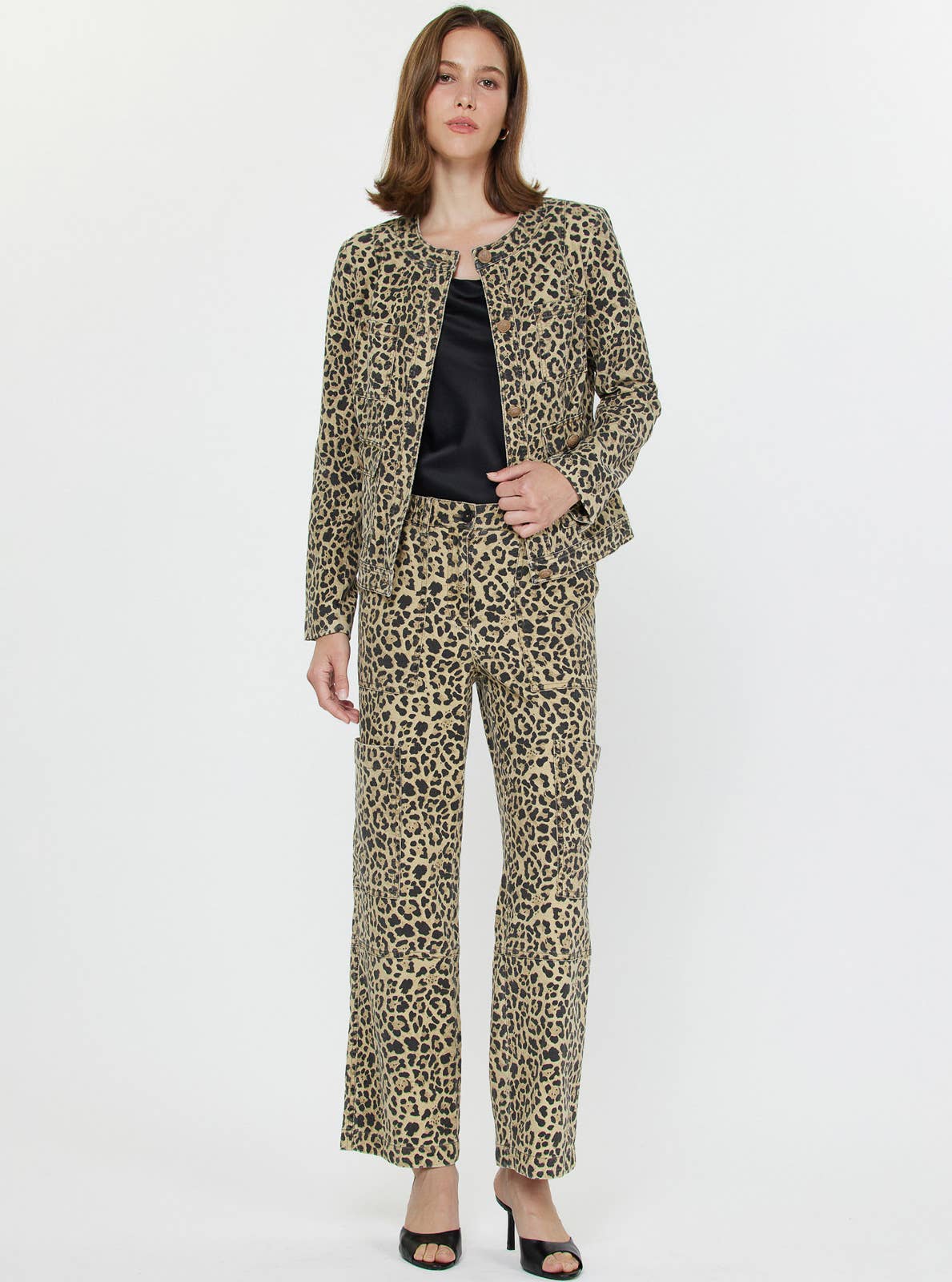 Leopard Cargo Cotton Pants