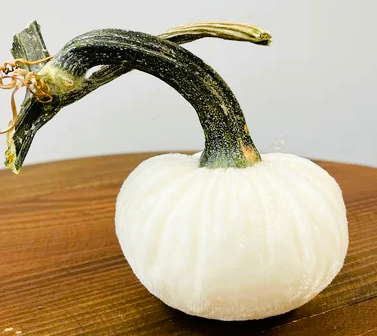 Hot Skwash 3" Silk Velvet Pumpkin- Ivory