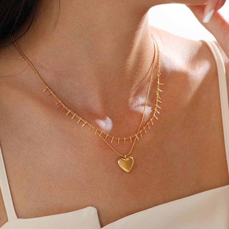 Heather Heart Layer Necklace