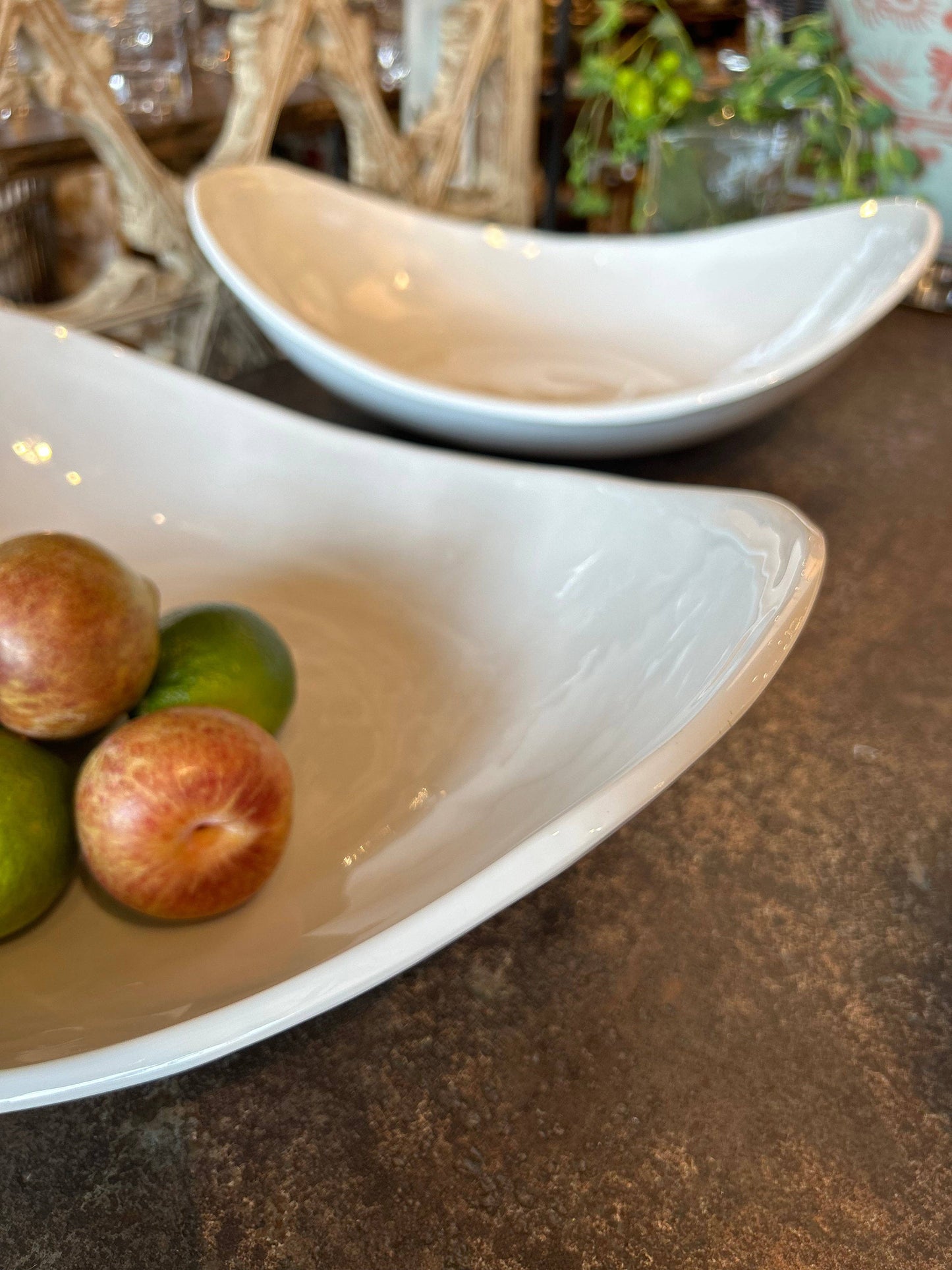 Oblong Crescent Melamine Serving Bowl: White