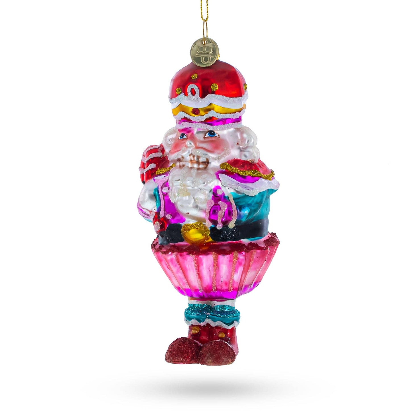 Nutcracker with Cupcake Glass Ornament