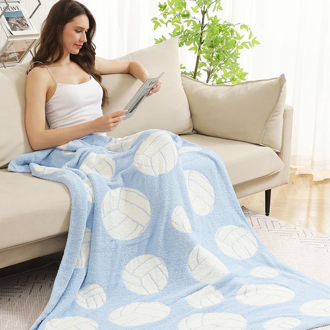 "Volleyball" Luxe Throw-Blue