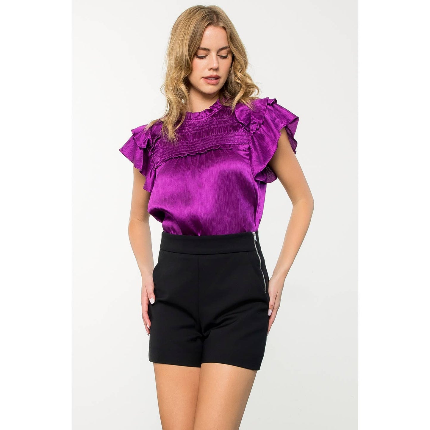 Flutter Sleeve Glimmer Top