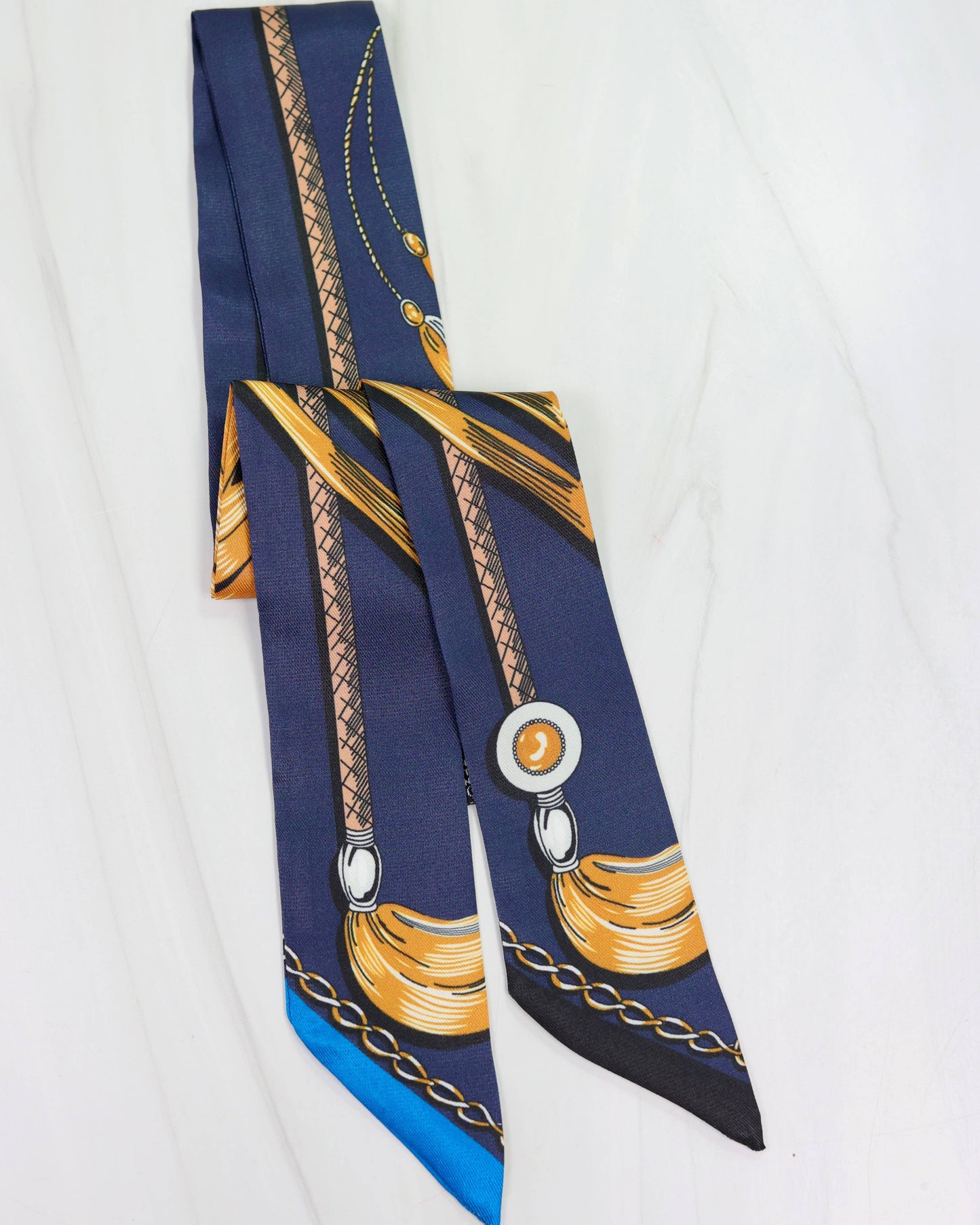 Santee Braided Rope Print Scarf Navy Gold: Default