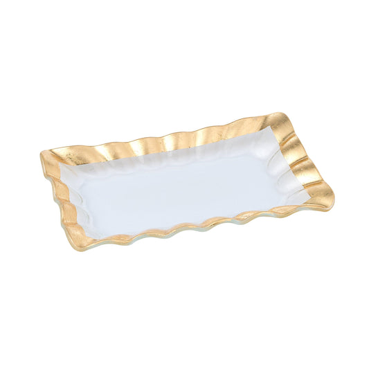 Gold, Ruffle-Edge Glass Tray