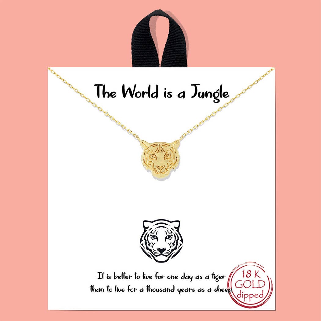 Gold-Dipped Tiger Face Necklace: GD / ONE SIZE