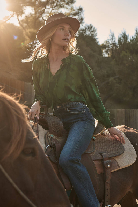 Emerald Vine Tassel Blouse