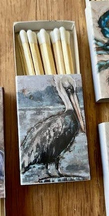 Custom Coastal Print Matchboxes- Crab, Conch, Clam, Crane, Pelican