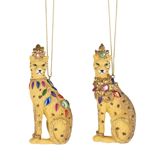 Gold Gemstone Cheetah Ornaments