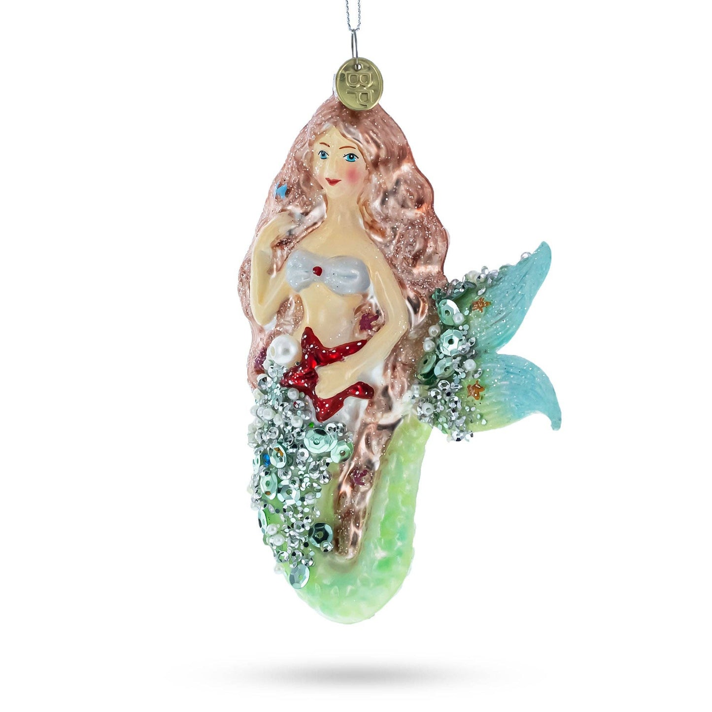 Glimmering Mermaid Glass Ornament