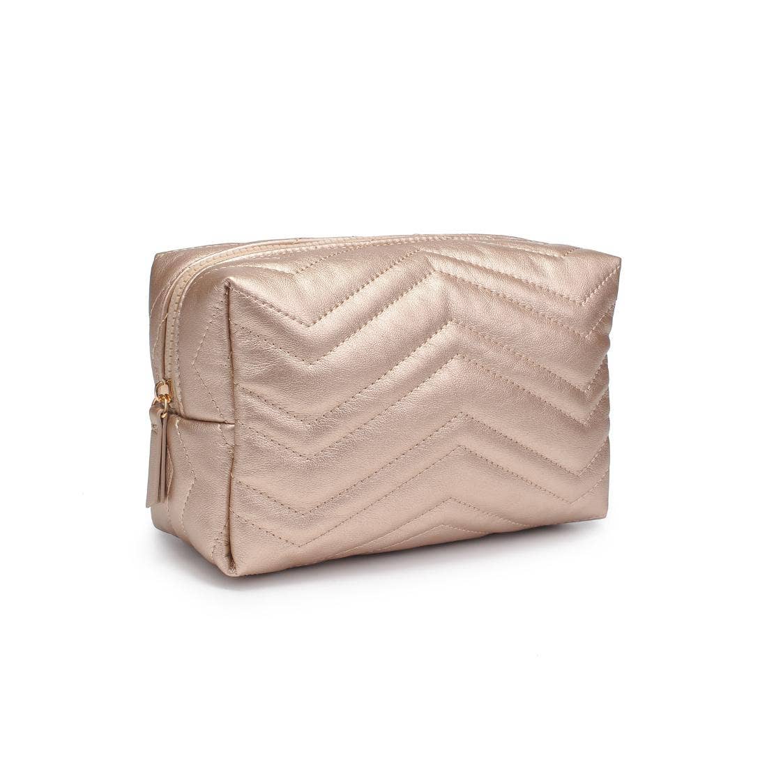 Chic Stitch Cosmetic Pouch: Gold
