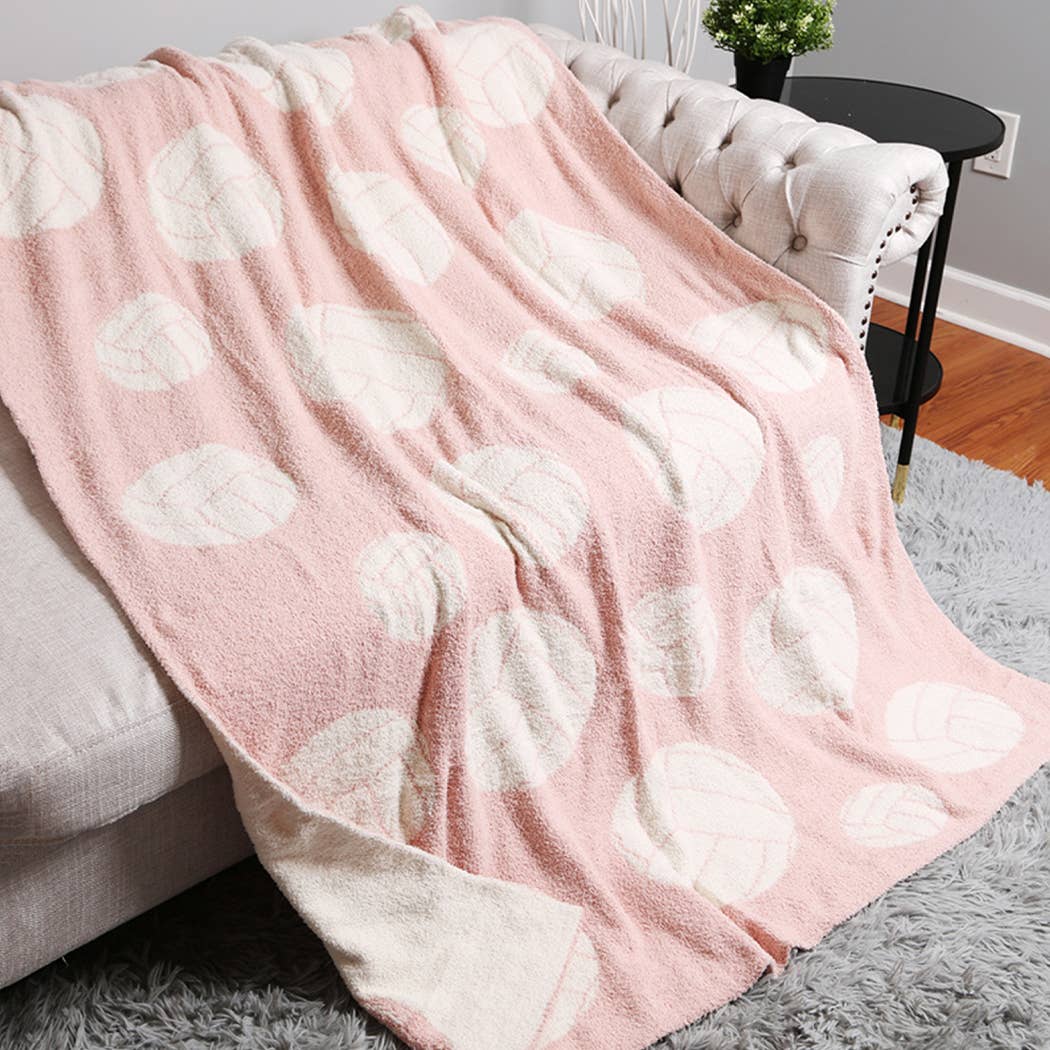 "Volleyball" Pink Comfort Throw Blanket