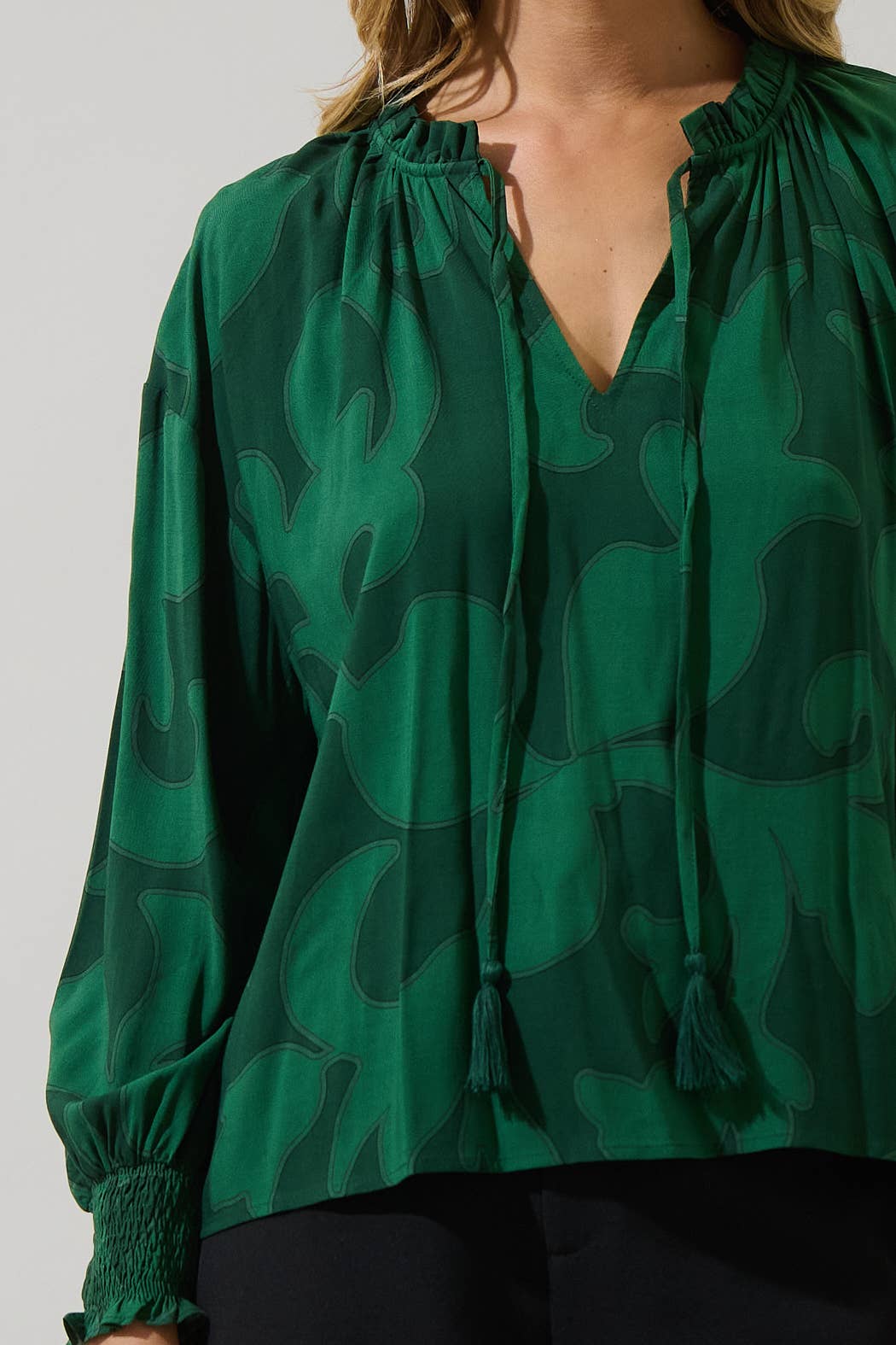 Emerald Vine Tassel Blouse