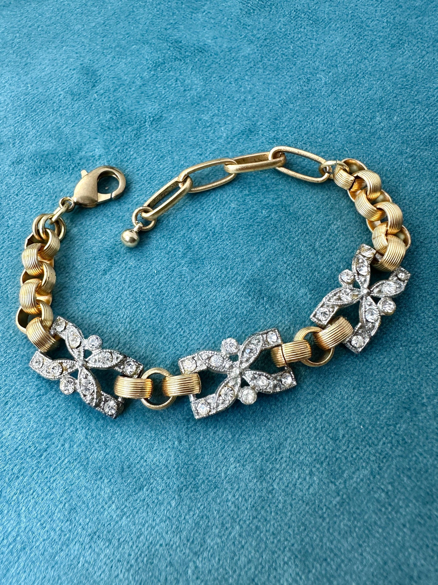 Vintage Rhinestone Link Bracelet