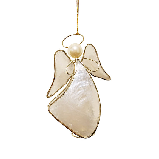Standing Capiz Angel w/Halo Ornament