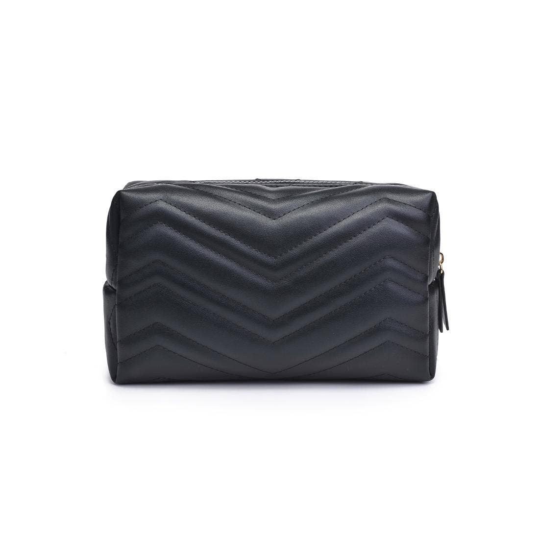 Chic Stitch Cosmetic Pouch: Black