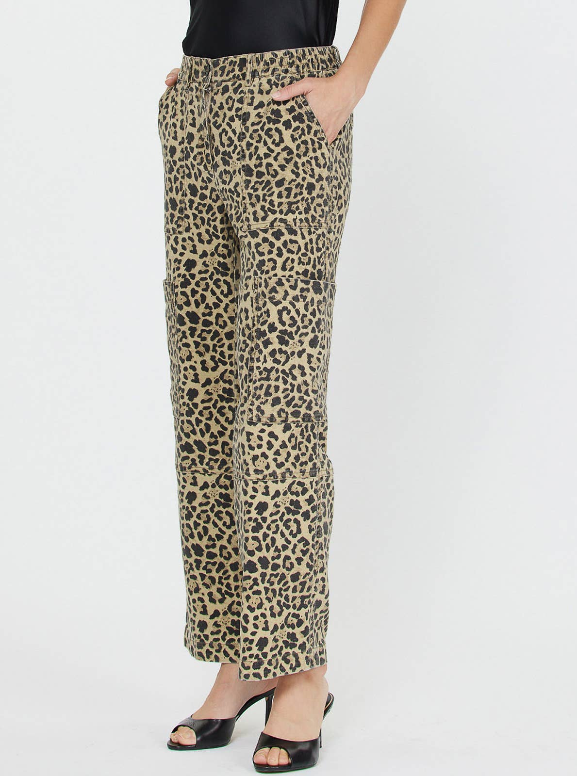 Leopard Cargo Cotton Pants