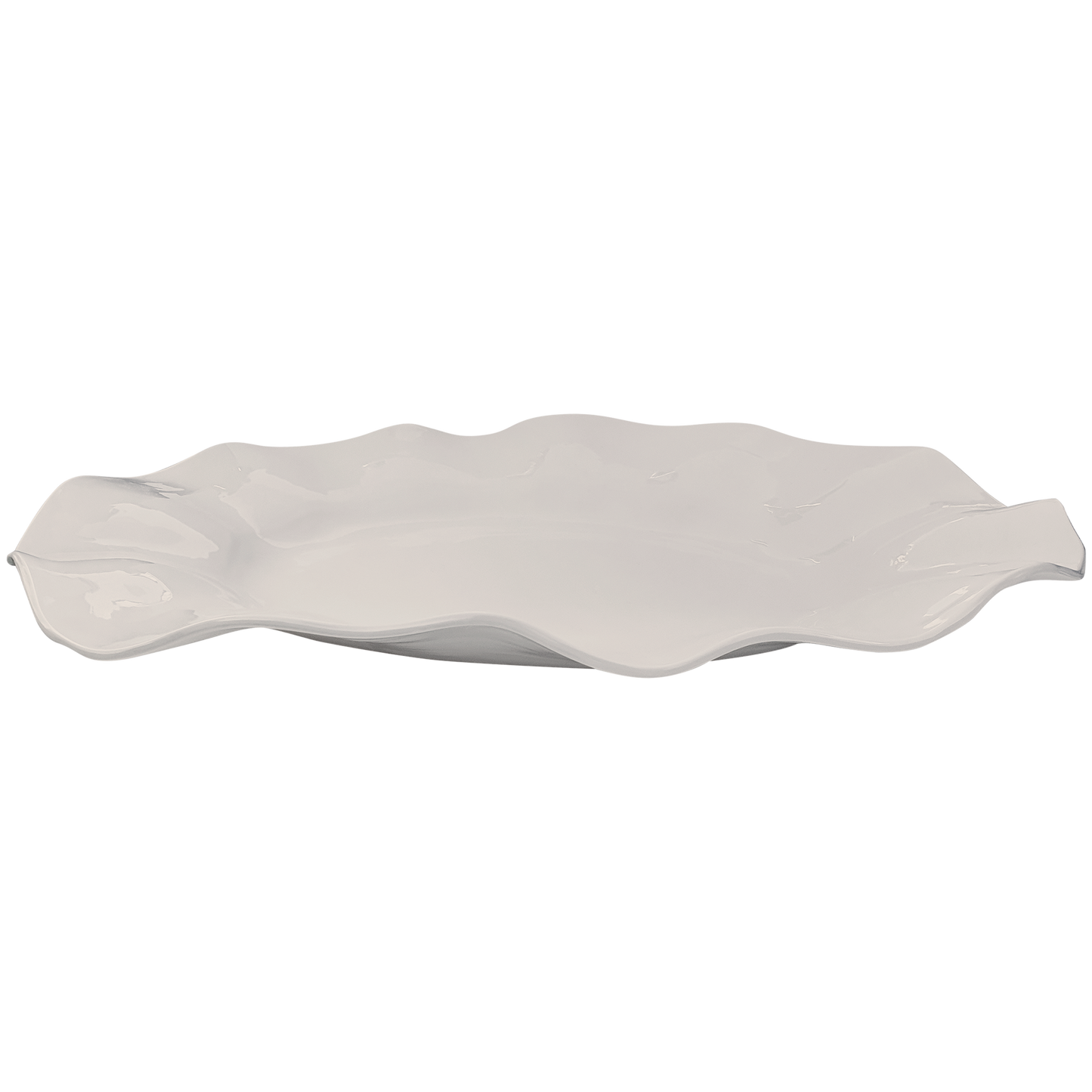 Large Wavy One of a Kind Oval Melamine Platter: White
