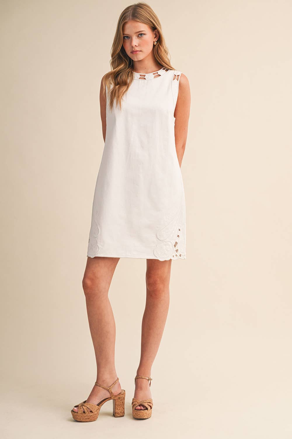 Embroidered Shift Dress