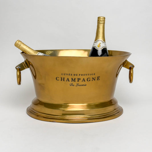 Antique Brass Champagne Bucket with Ring Handles