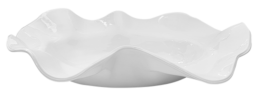 19"Large Wavy Melamine Bowl: White