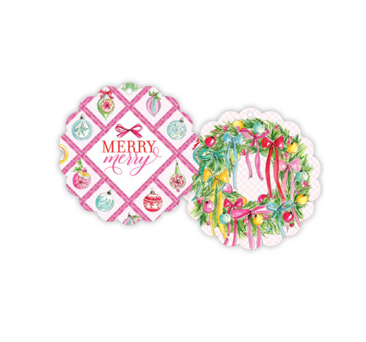 Vintage Pink Ornaments Scalloped Gift Tags