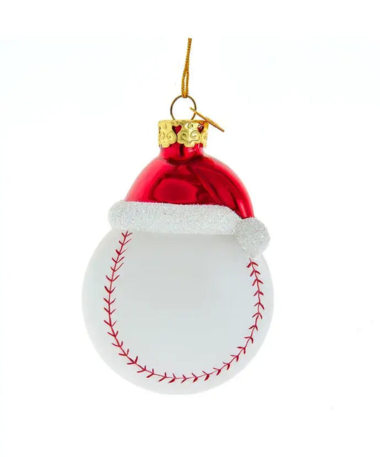 Noble Gems Baseball W/Santa Hat Ornament