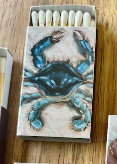 Custom Coastal Print Matchboxes- Crab, Conch, Clam, Crane, Pelican