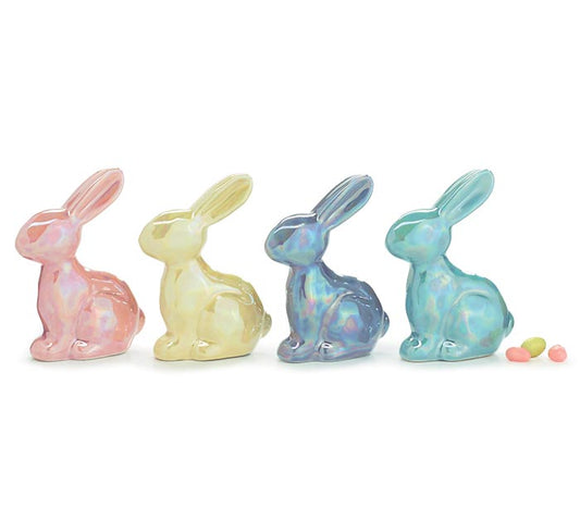 FINAL SALE Pearlized Bunny Figurines
