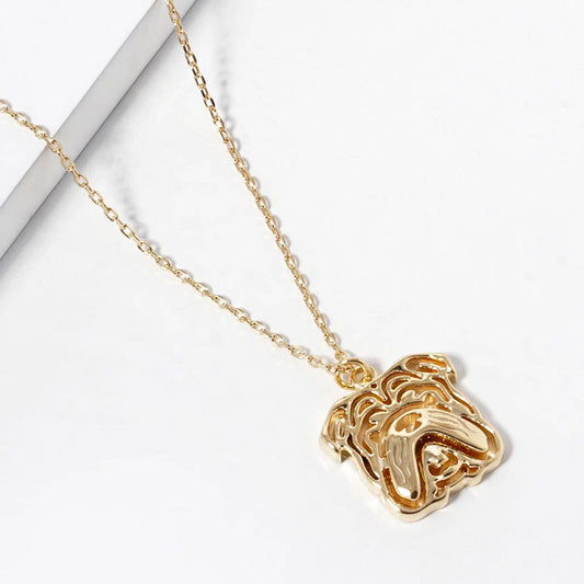 Gold-Dipped Bulldog Pendant Necklace: GD / ONE SIZE
