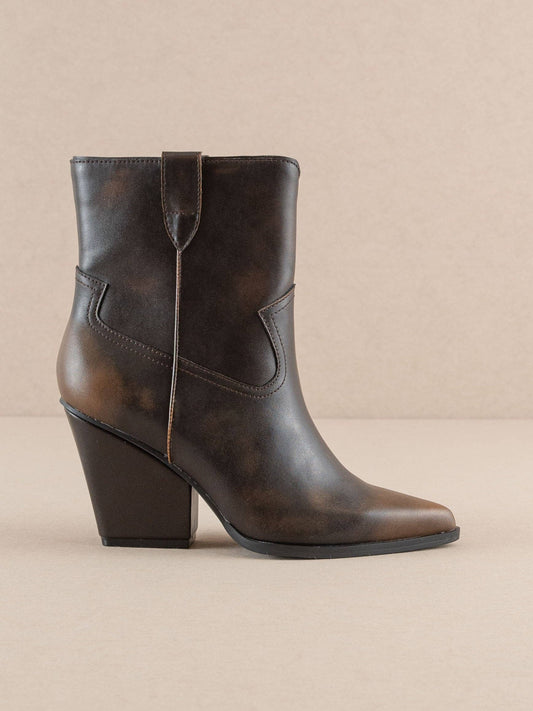 Brooks Coffee Two Toned Western Bootie