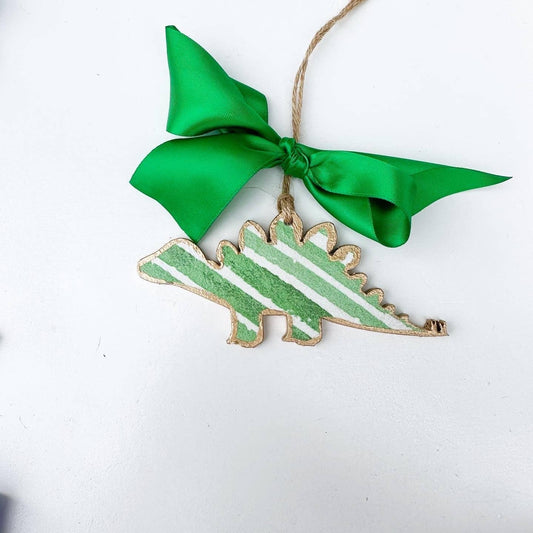 Dinosaur Ornaments: Green Stripe